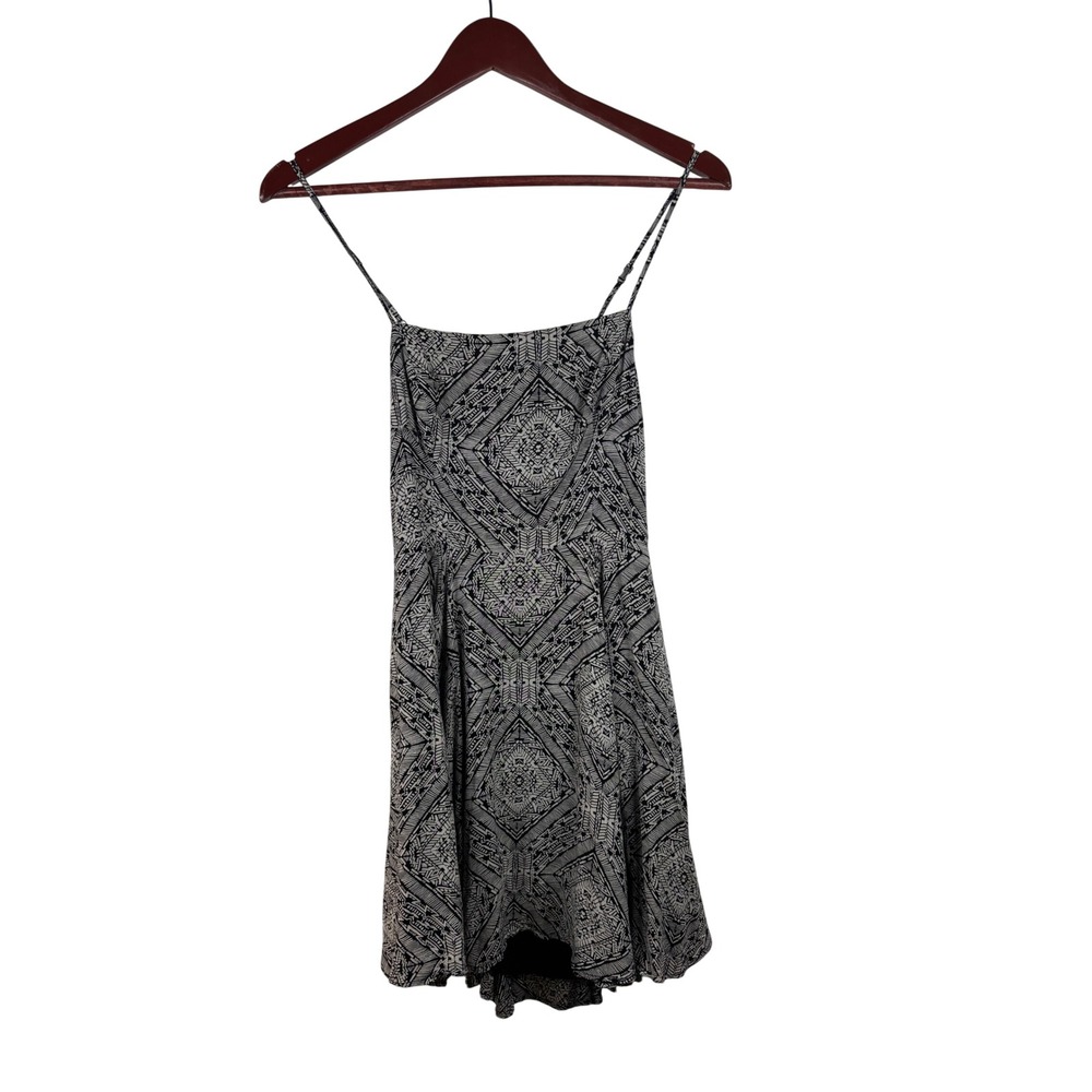 Silence + Noise Mini Dress Small Black White Geometric Print Open Back Strappy